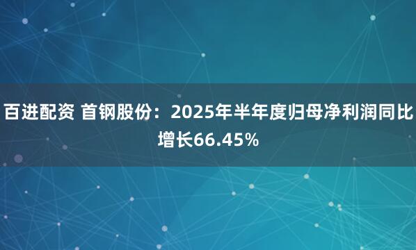 百进配资 首钢股份：2025年半年度归母净利润同比增长66.45%